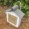 White Solitary Bee Hotel - All Bamboo With Roof