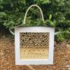 White Solitary Bee Hotel - Mixed Bamboo With Roof