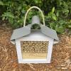 White Solitary Bee Hotel - Mixed Bamboo With Roof