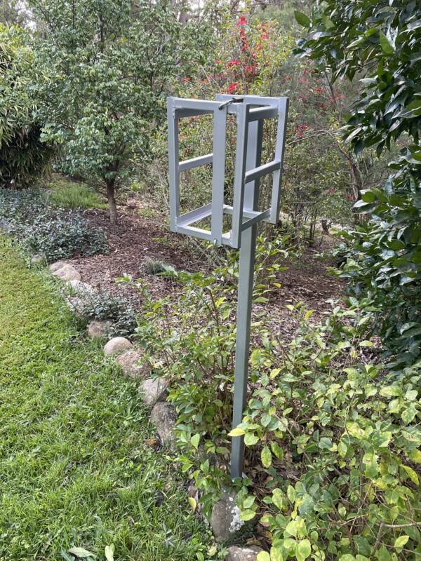 Native Bee Hive Security Cage Including Metal Post Concrete In Style